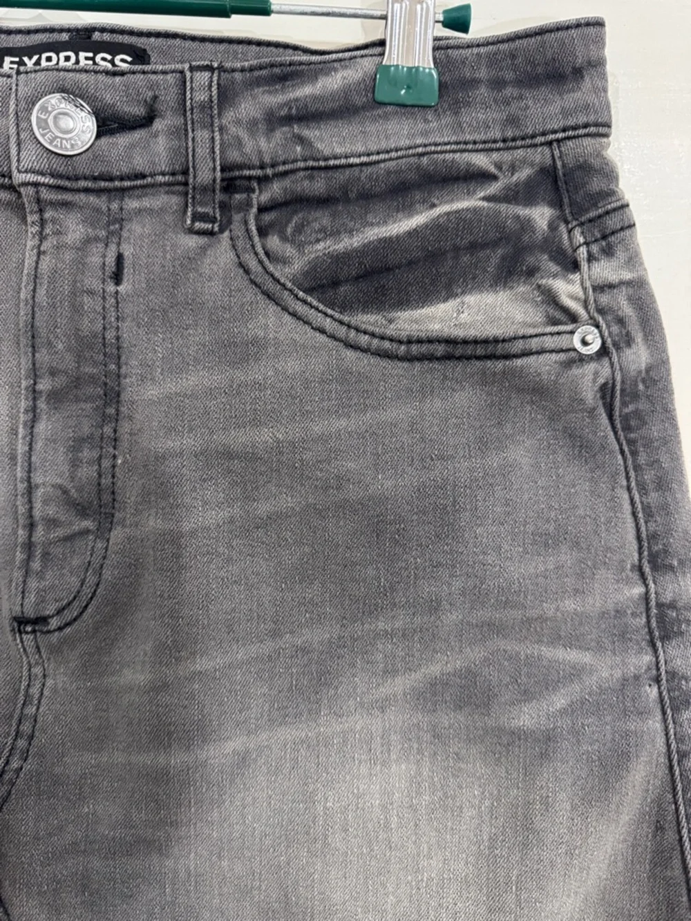 Express Black Distressed Denim Mini Skirt Raw Frayed Hem Stretch Size 4